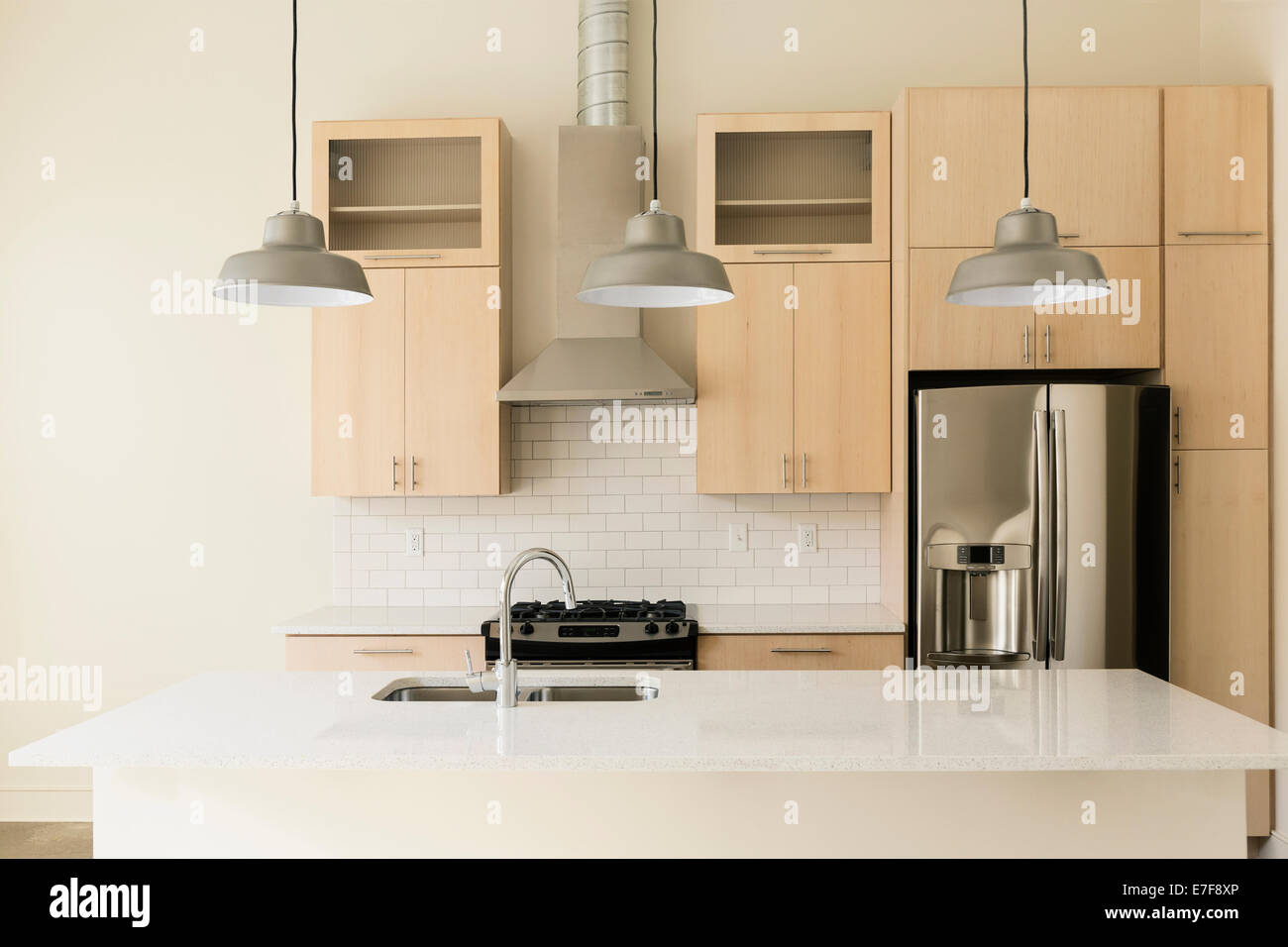 Light fixtures in modern kitchen Stock Photo