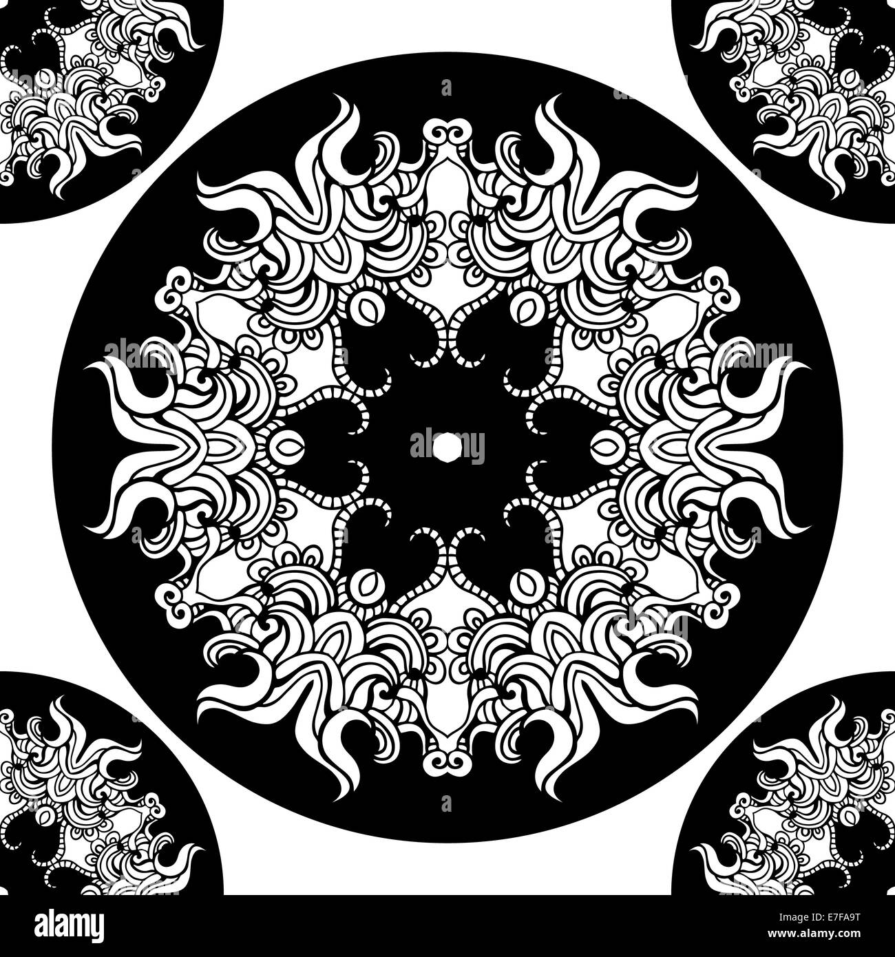 Pattern E Seamless floral pattern hand Black and White Stock Photos & Images - Alamy