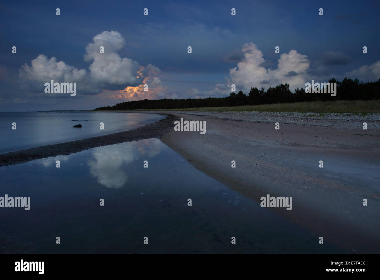 Full moon night at the coast at Kõpu peninsula, Hiiumaa island, Estonia