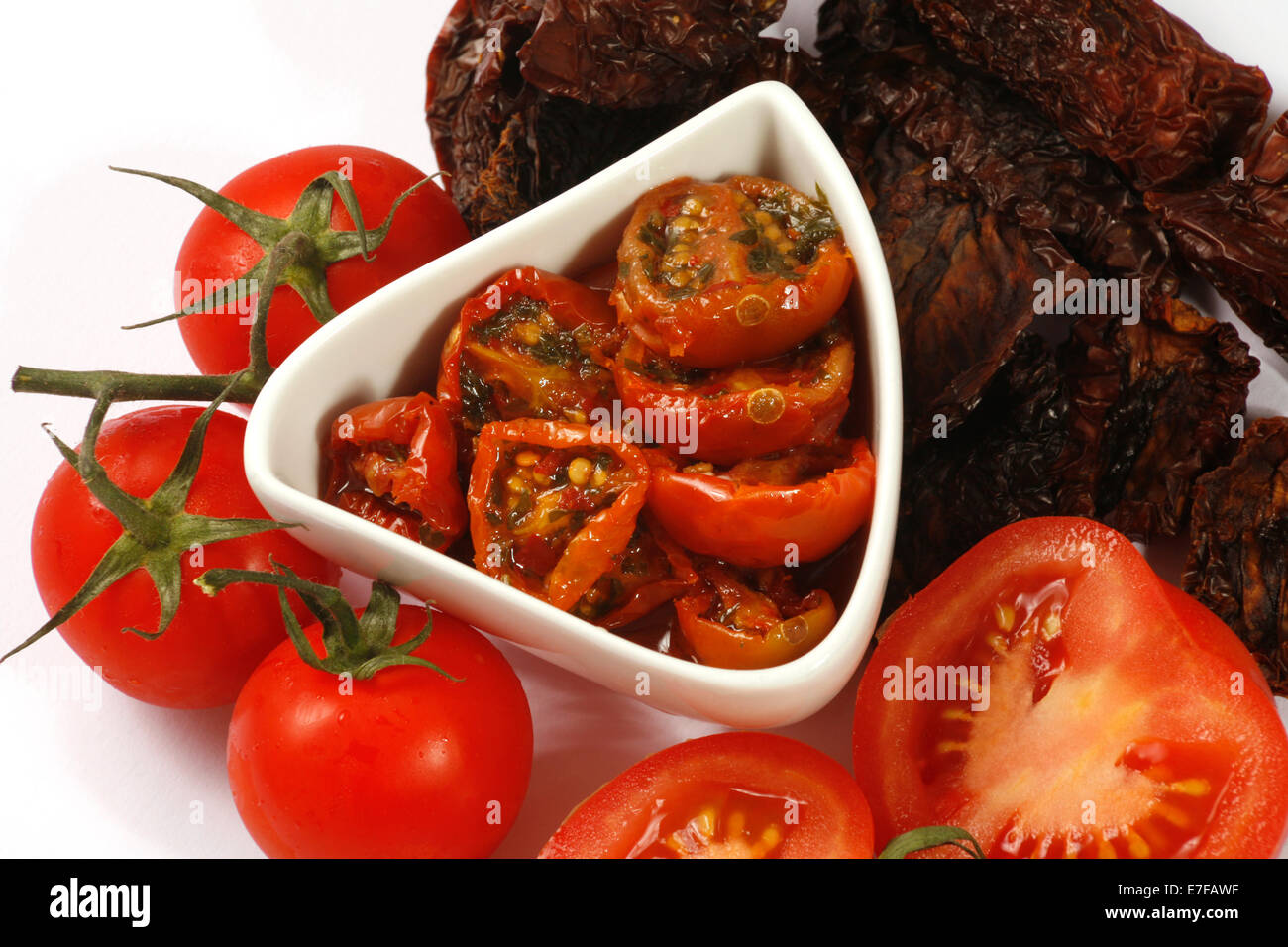 Four Types Tomatoes Stock Photo