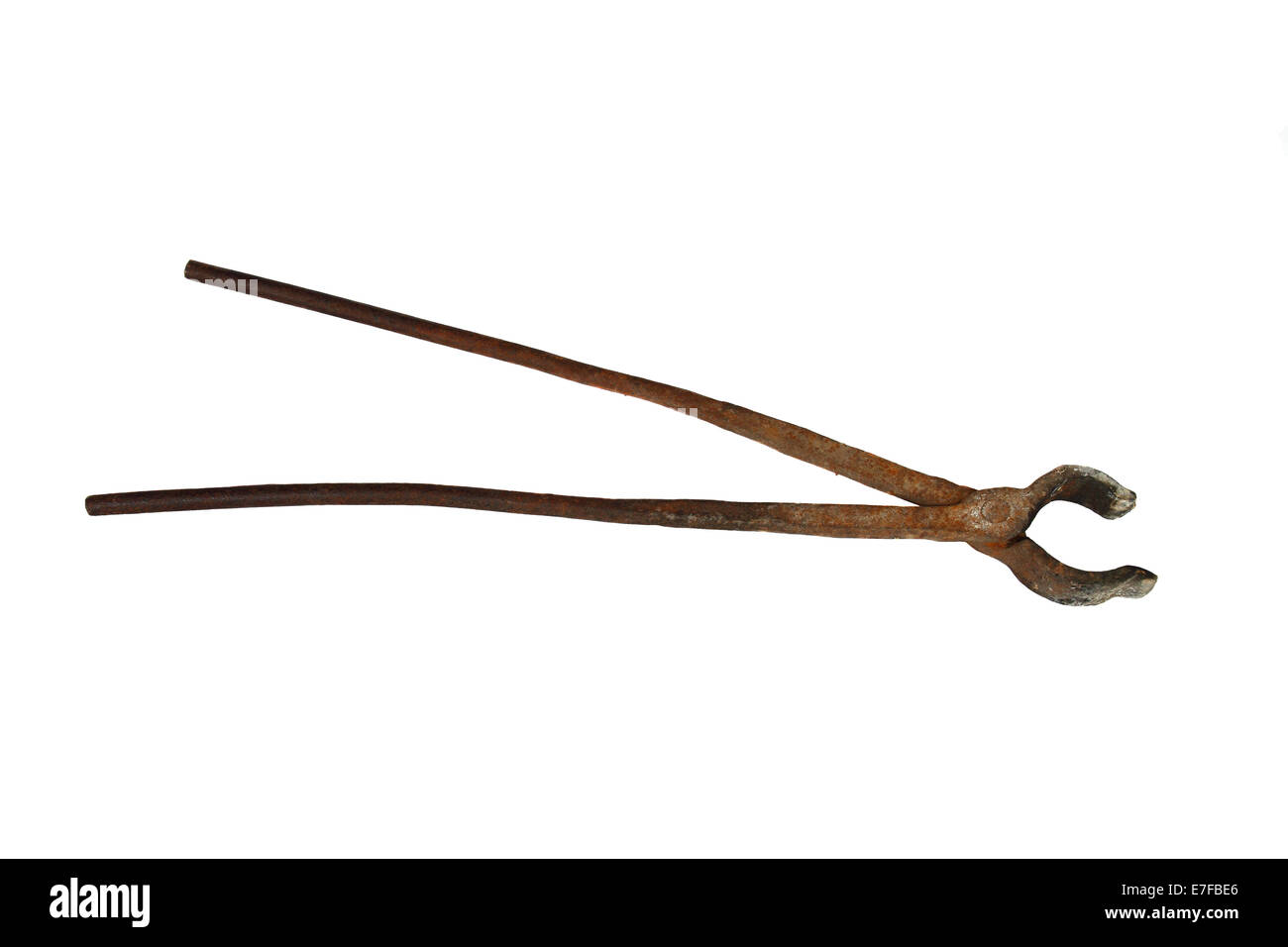 Old blacksmith tongs isolated on white background Stock Photo - Alamy