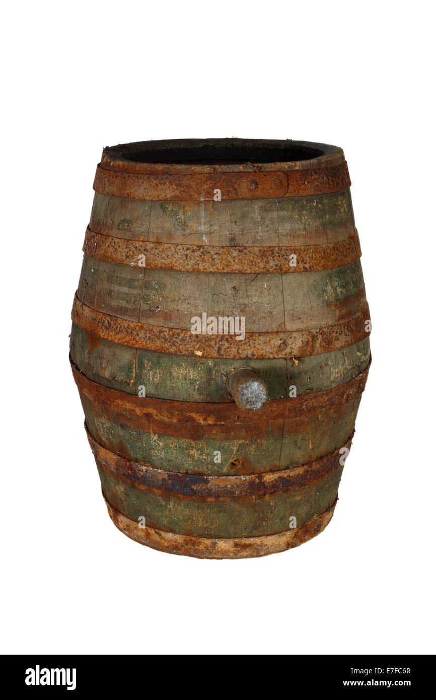 Old barrel isolated on white background Stock Photo