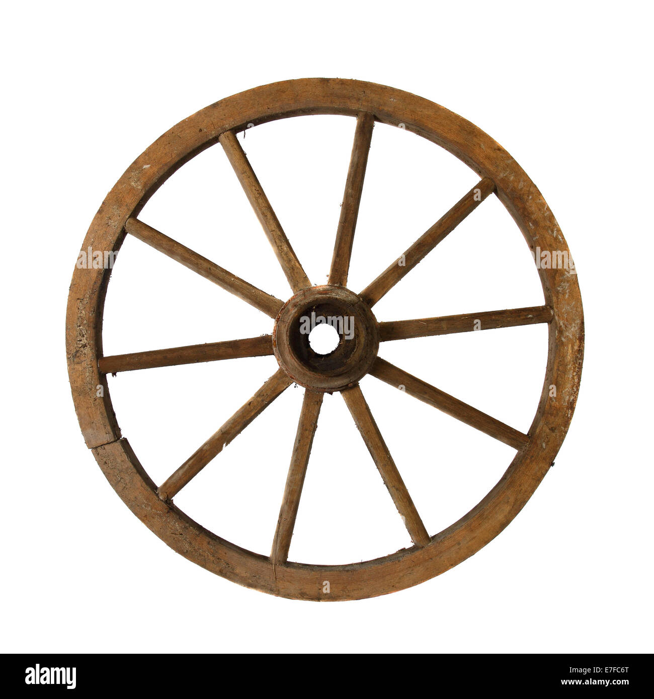 Old wheel isolated on white background Stock Photo