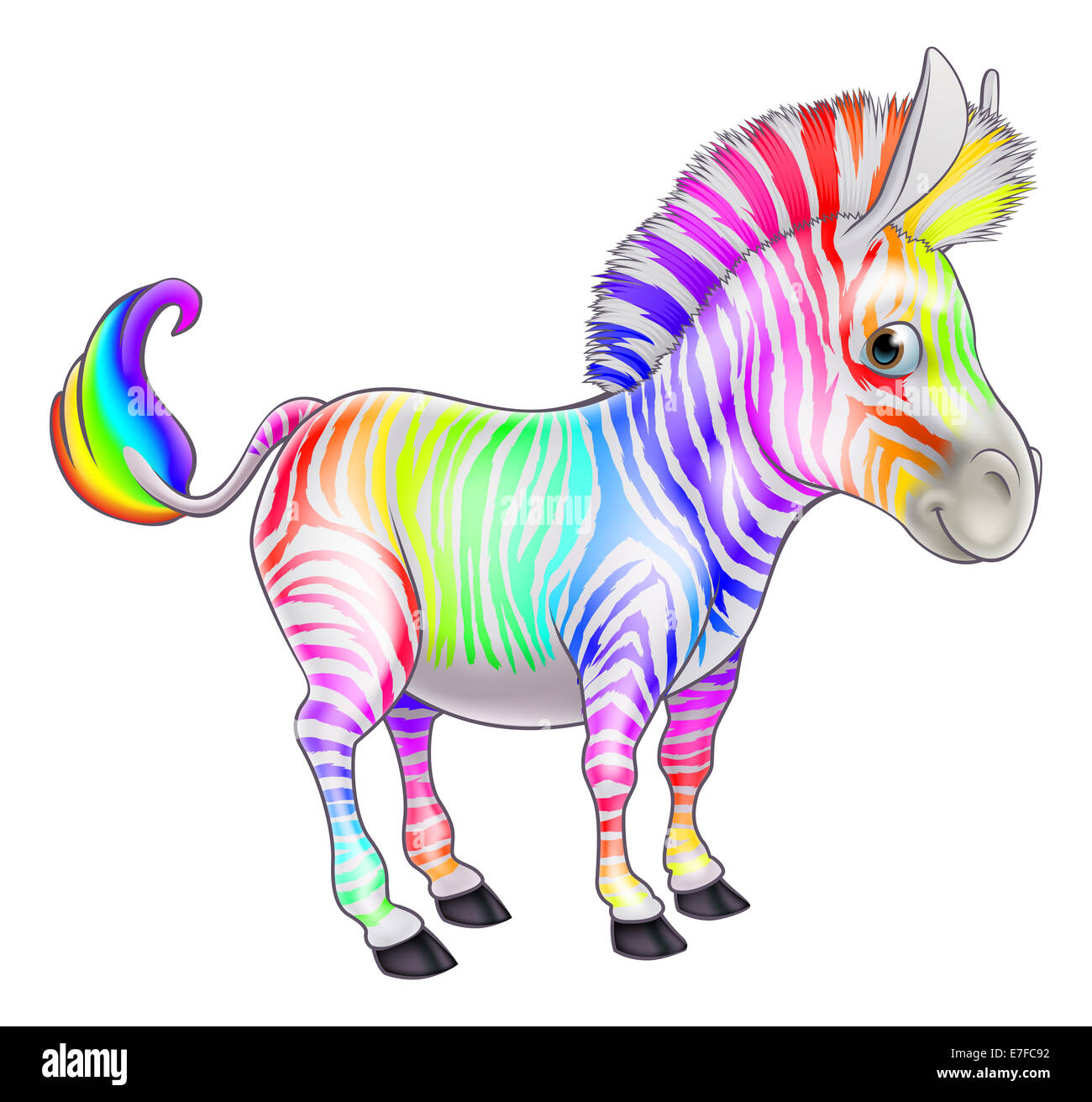 A cartoon cute multicolored rainbow zebra animal character Stock ...