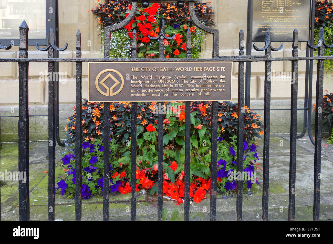 City of Bath World Heritage Site plaque, Bath, Somerset, England, UK Stock Photo