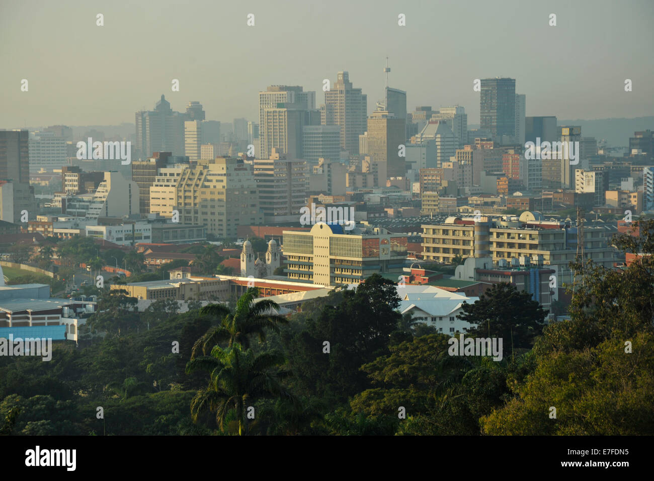 World city, Durban, KwaZulu-Natal, South Africa, early morning skyline. downtown, high rise buildings, landscape, travel destination Stock Photo