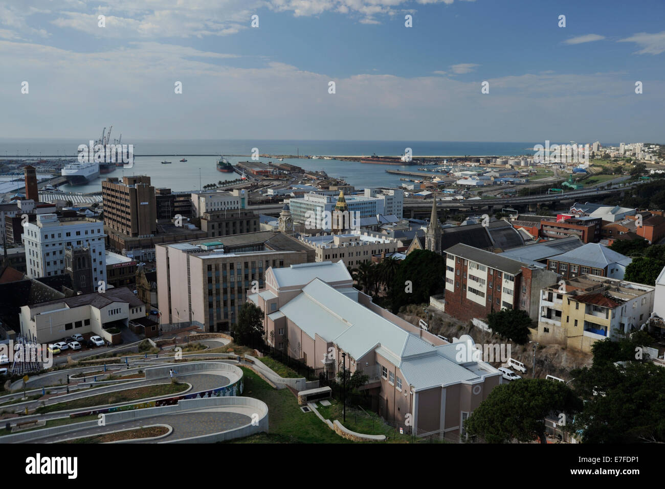 Nelson Mandela Bay metro, South Africa, scene of harbour, buildings and  beachfront of Port Elizabeth, capital city of Eastern Cape Stock Photo -  Alamy