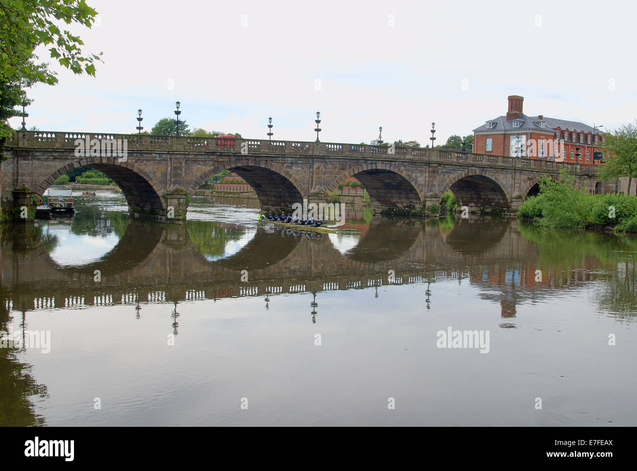 The Welsh Bridge crossing the River Severn in Shrewsbury designed and