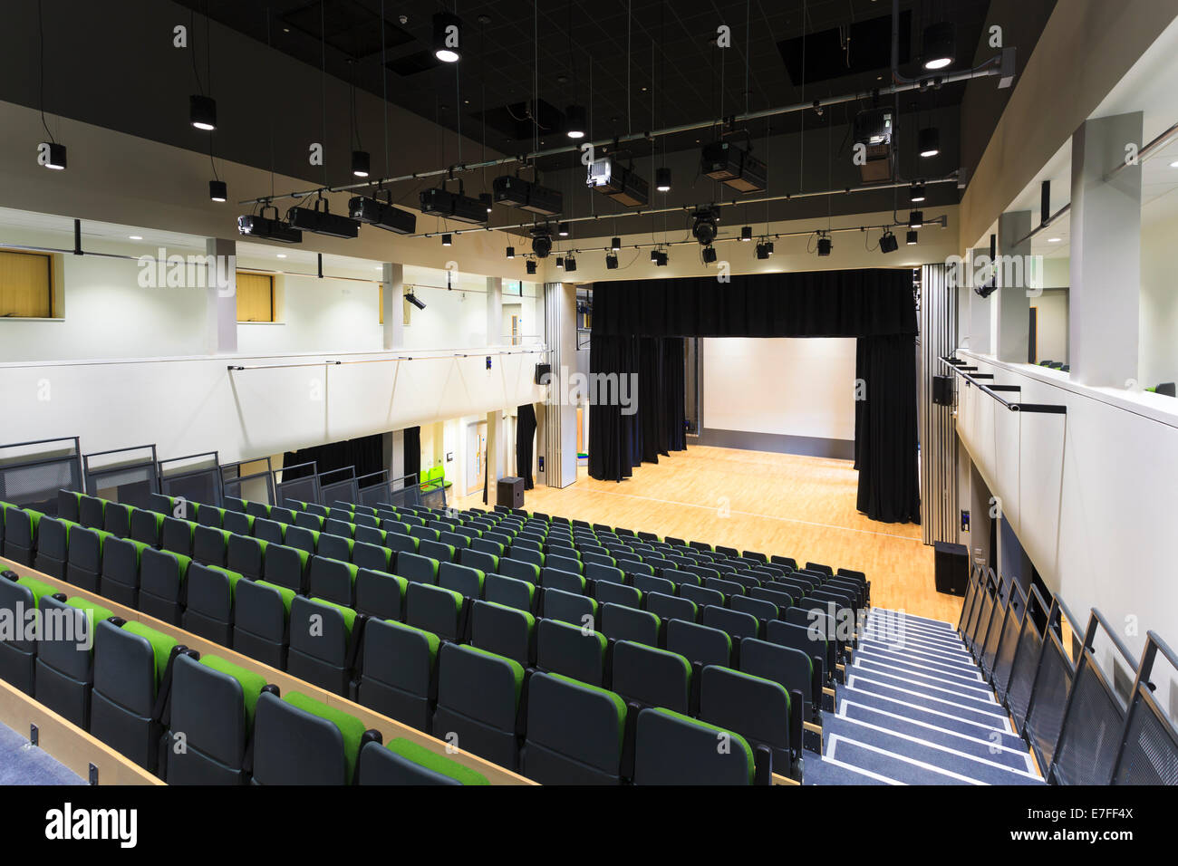 Auditorium at Park Community School with retractable motorised seating. Stock Photo