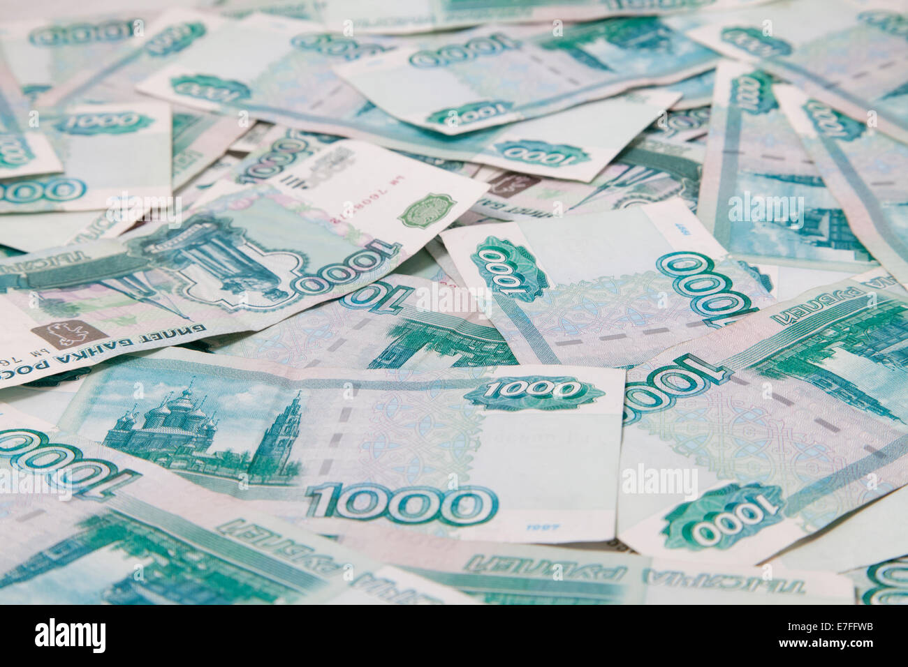 Background of thousand russian roubles bills, close-up Stock Photo - Alamy