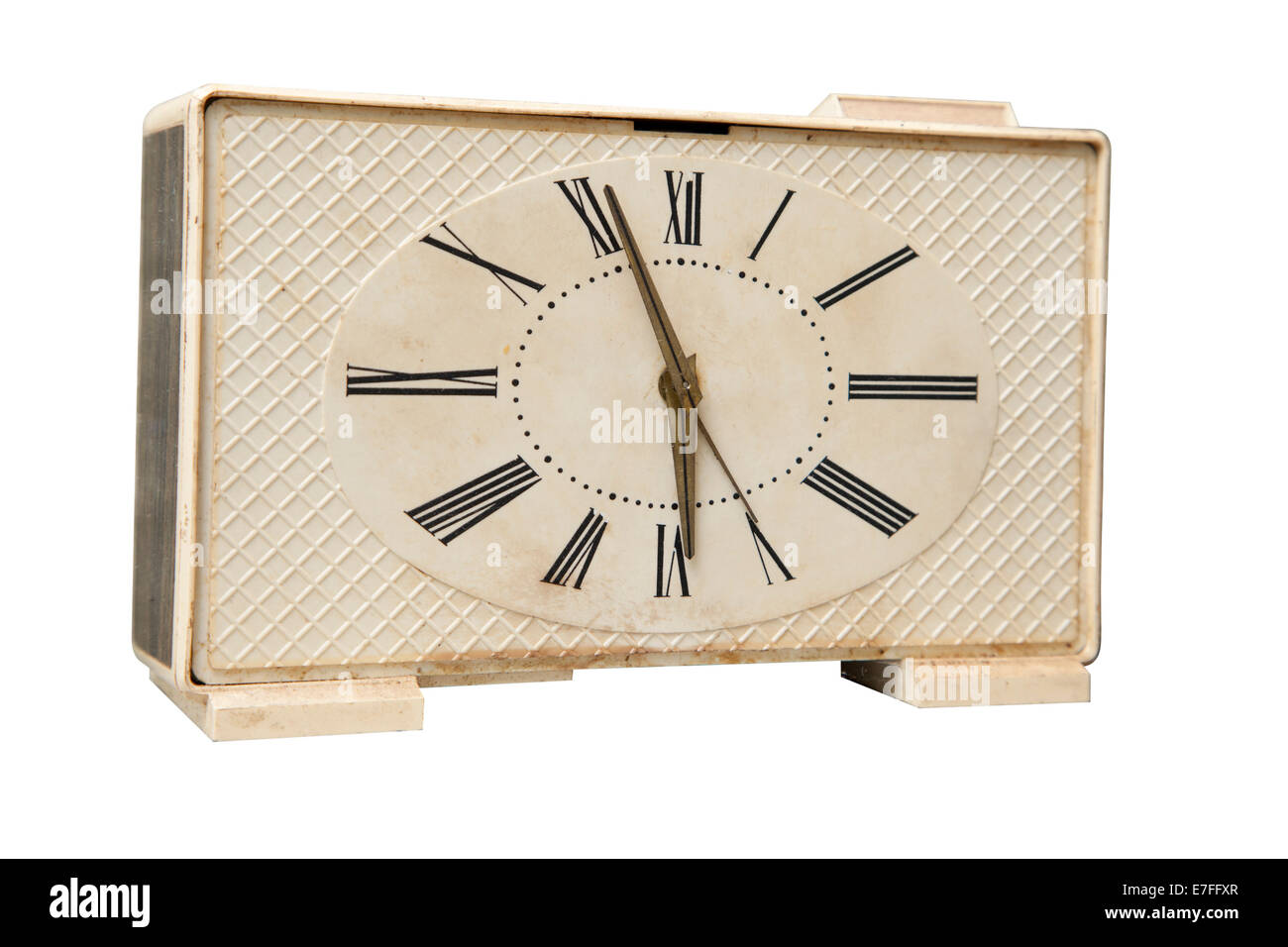 Old alarm clock isolated over white background Stock Photo - Alamy