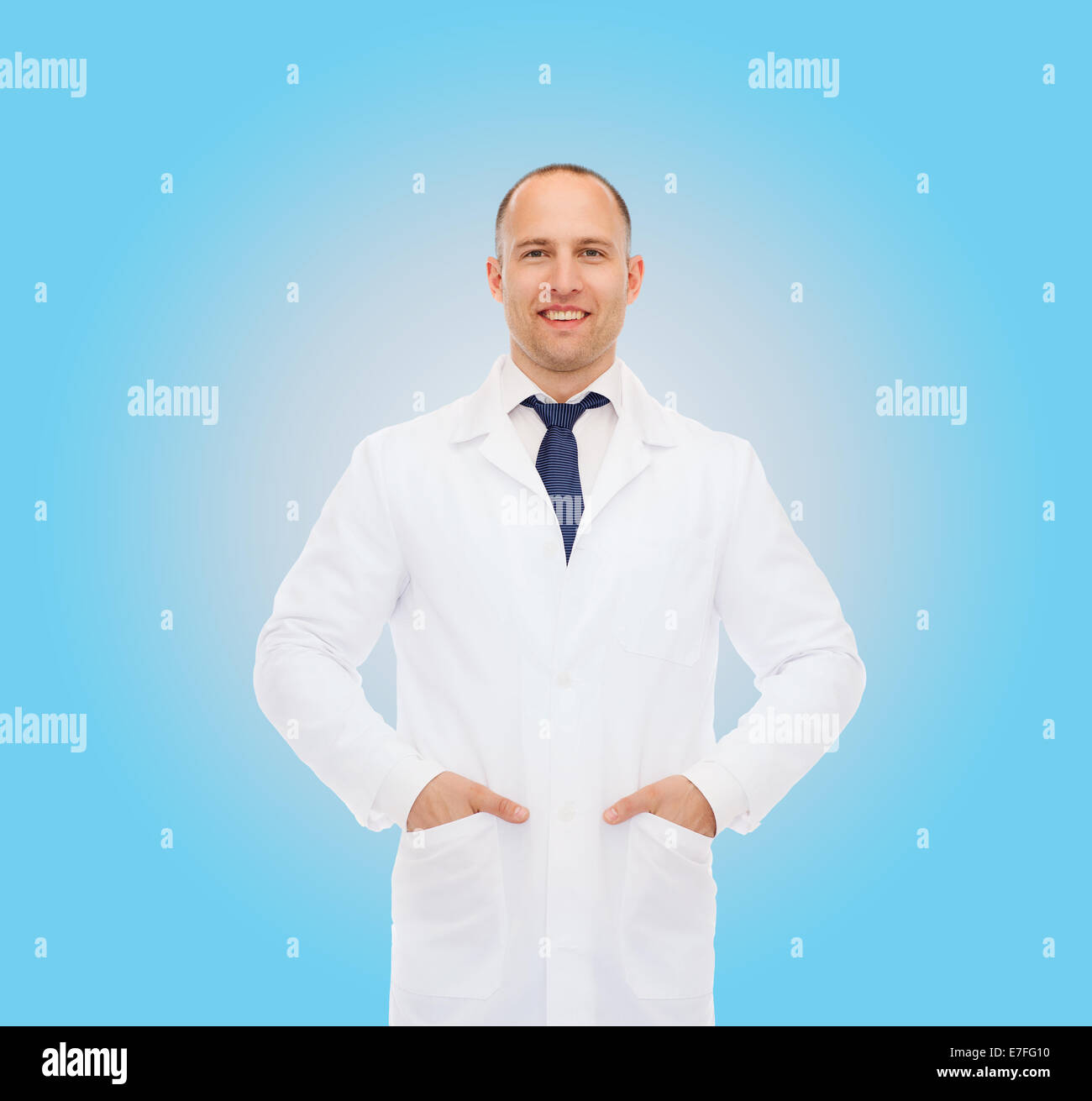 smiling male doctor in white coat Stock Photo Alamy