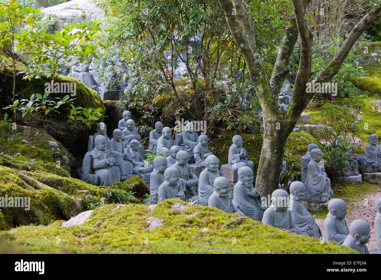 500 Rakan Statues, in Daisho-in temple on Mount Misen, on the island of Itsukushima (Miyajima), Hiroshima Japan Stock Photo