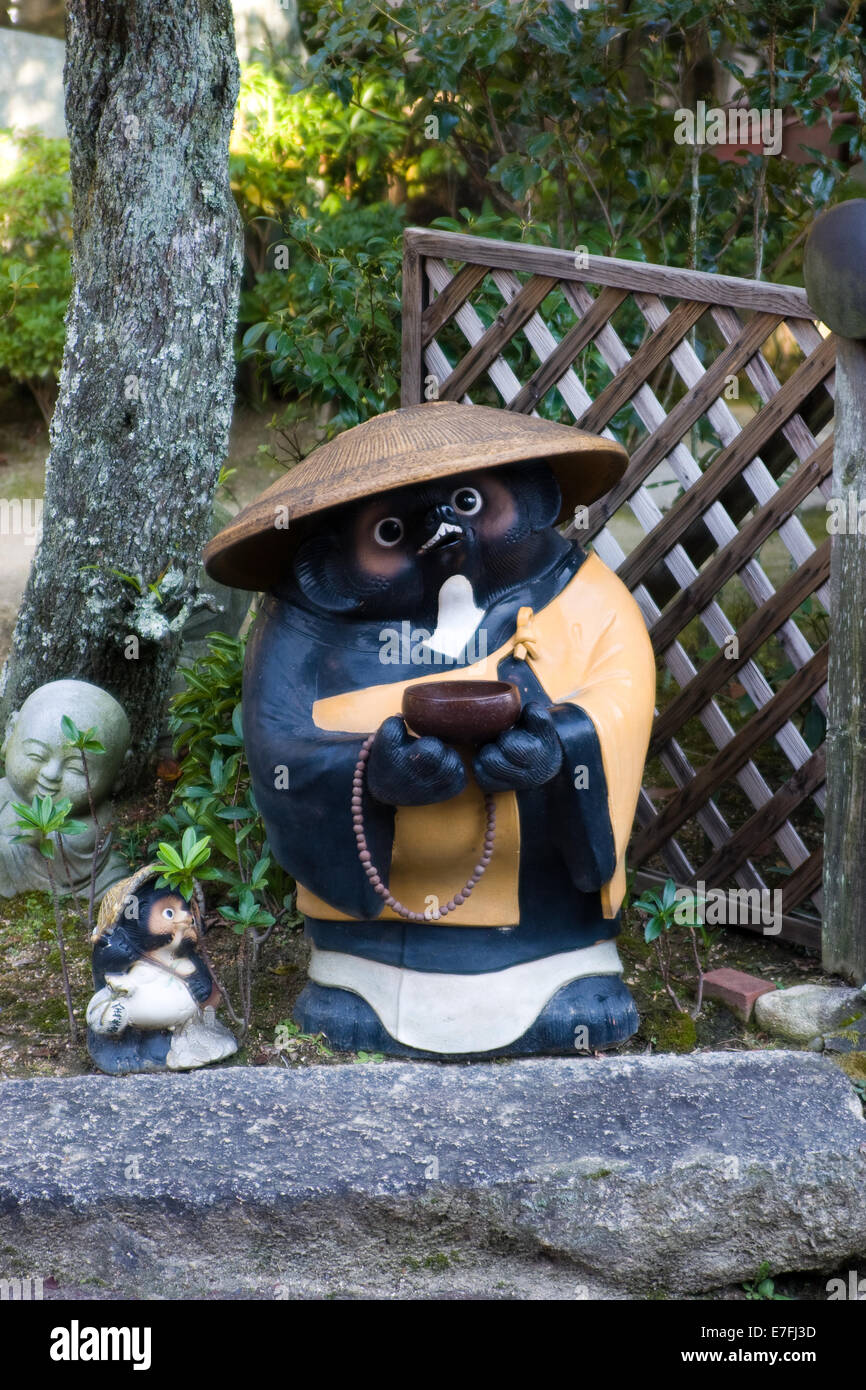 Tanuki (Japanese raccoon dog) statue at Daisho-in temple on Mount Misen
