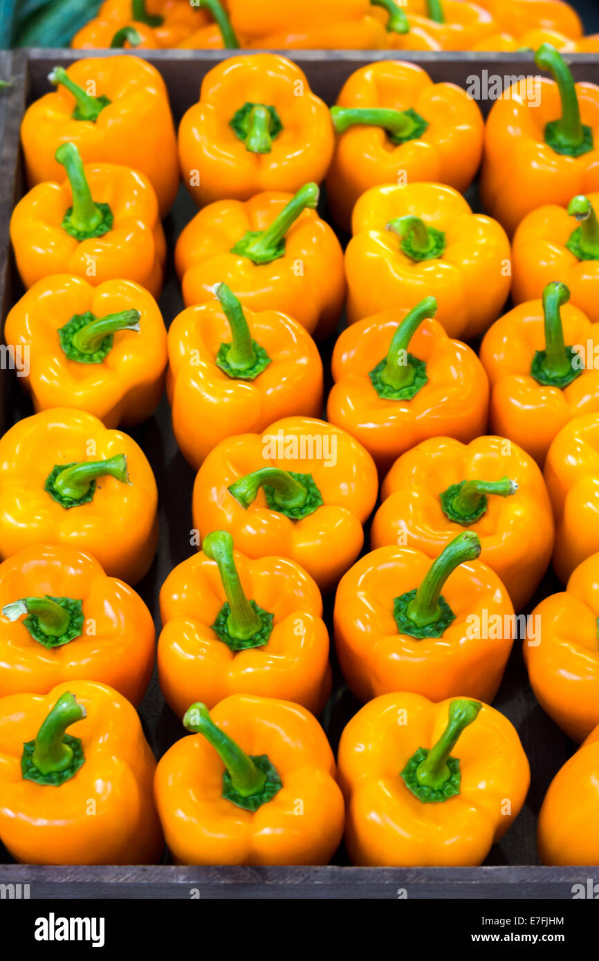 Colourful peppers and vegetables at the market Stock Photo - Alamy
