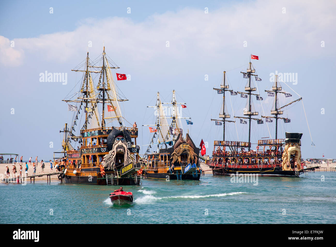 Pirate boats cruise in Turkey Stock Photo