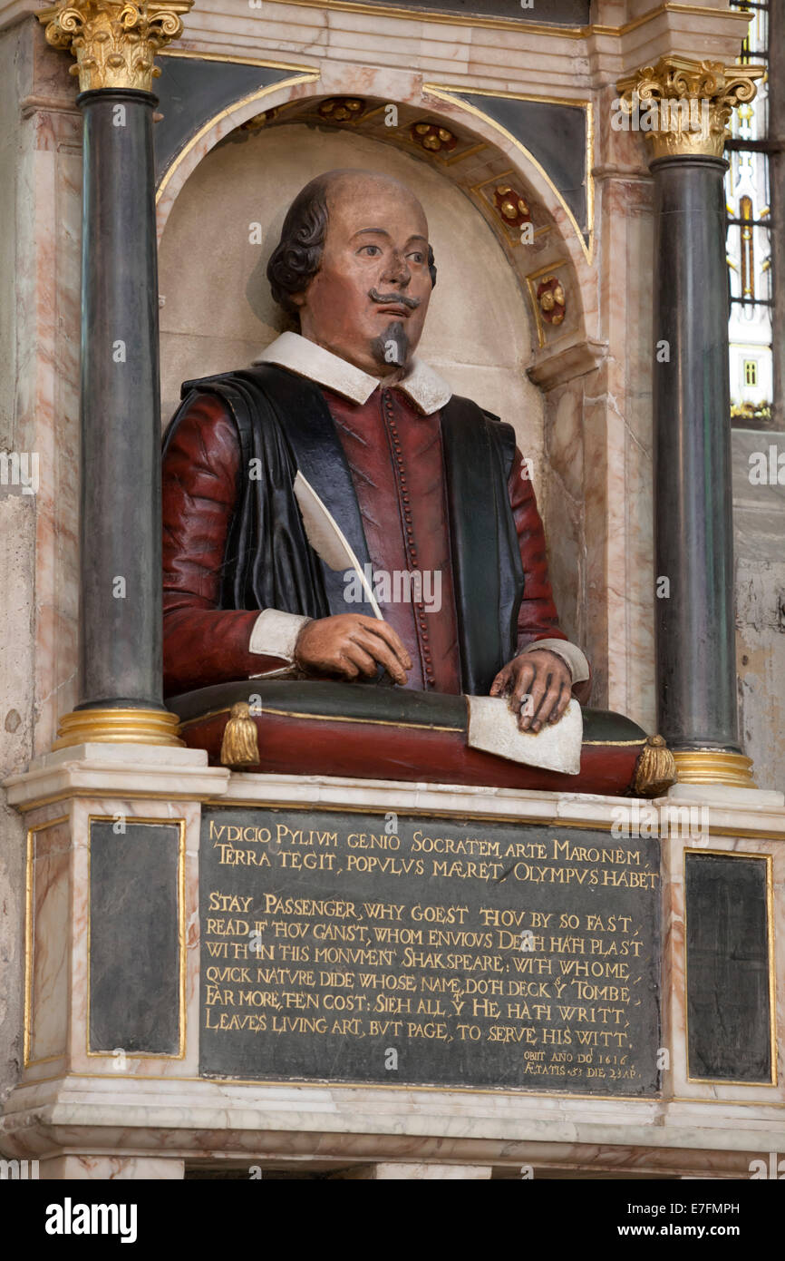 Shakespeare's Memorial, Holy Trinity Church, Stratford-upon-Avon, Warwickshire, England, United Kingdom, Europe Stock Photo