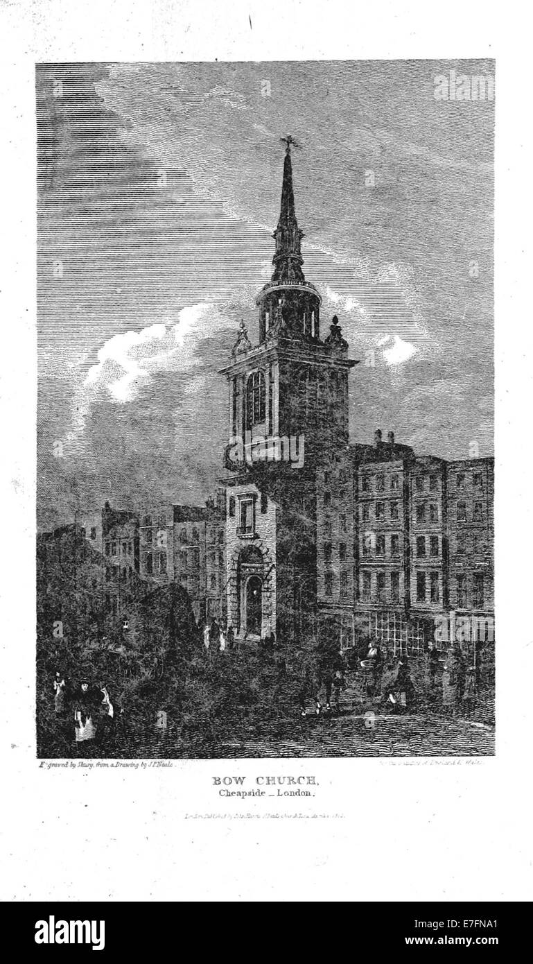 An illustration from Brayley (1820), showing Bow Church in Cheapside ...