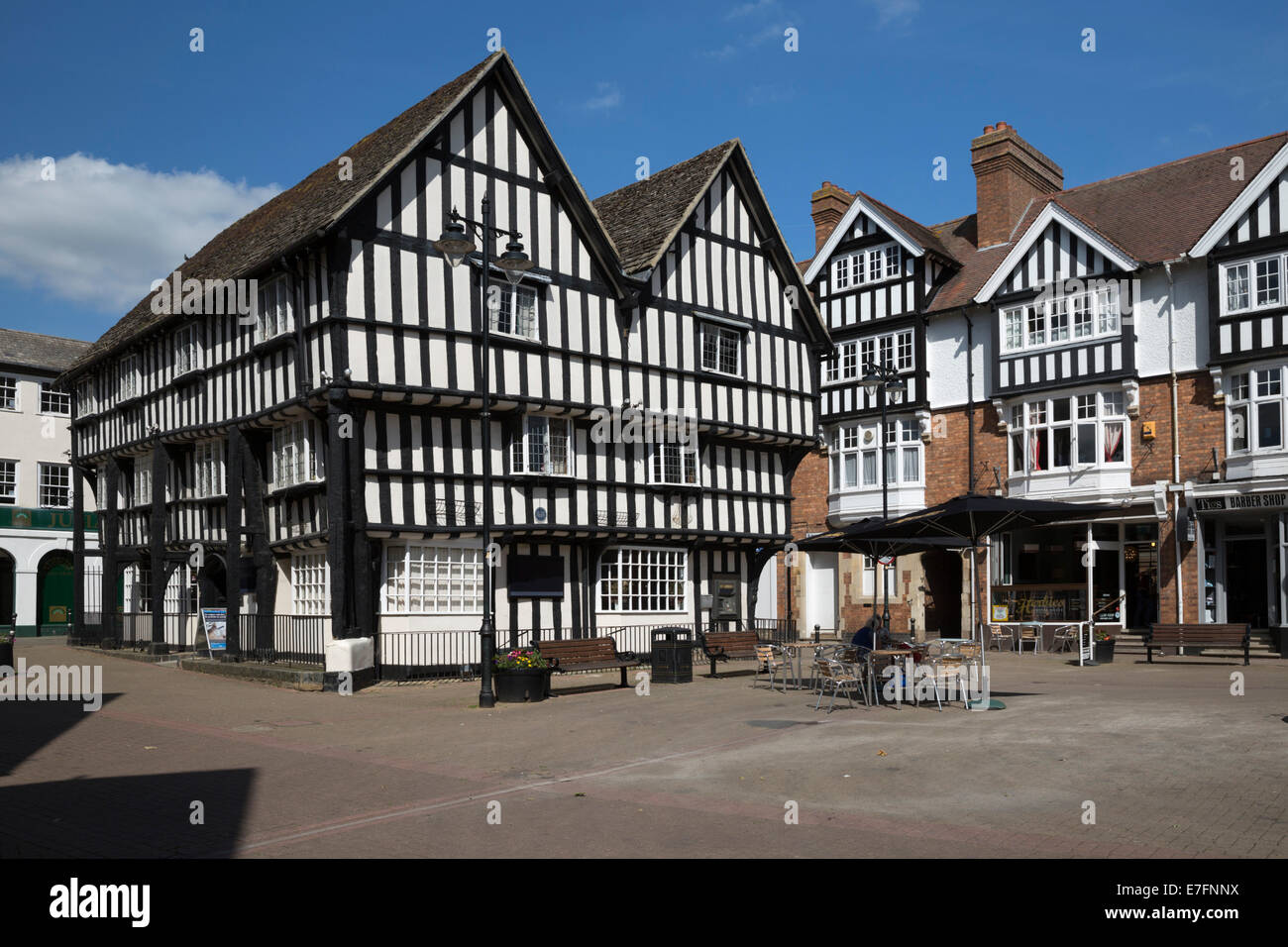 Old buildings in the Market Place, Evesham, Worcestershire, England, United Kingdom, Europe Stock Photo