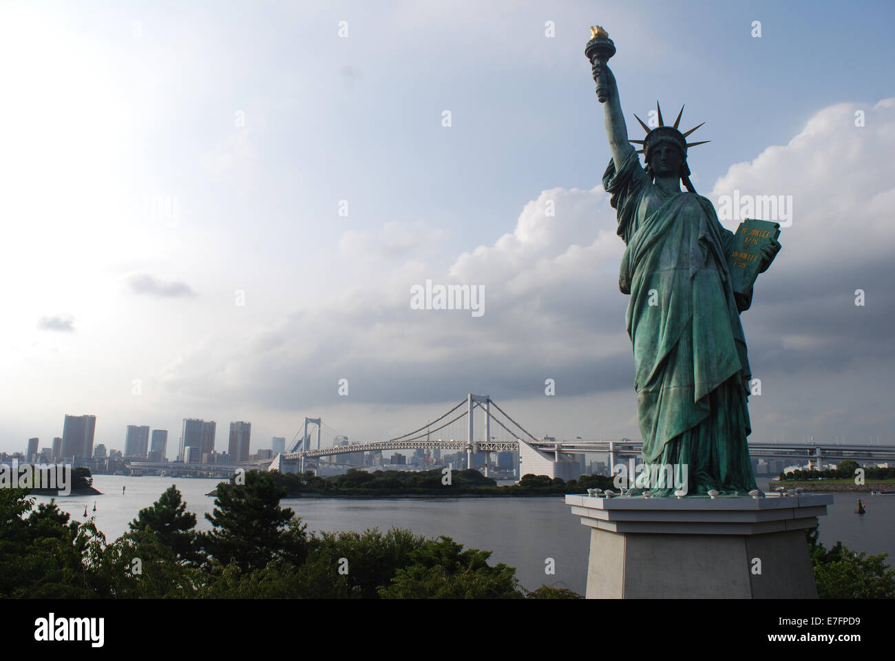 Odaiba, Tokyo, Japan replica of Statue of Liberty. 2014 Stock Photo