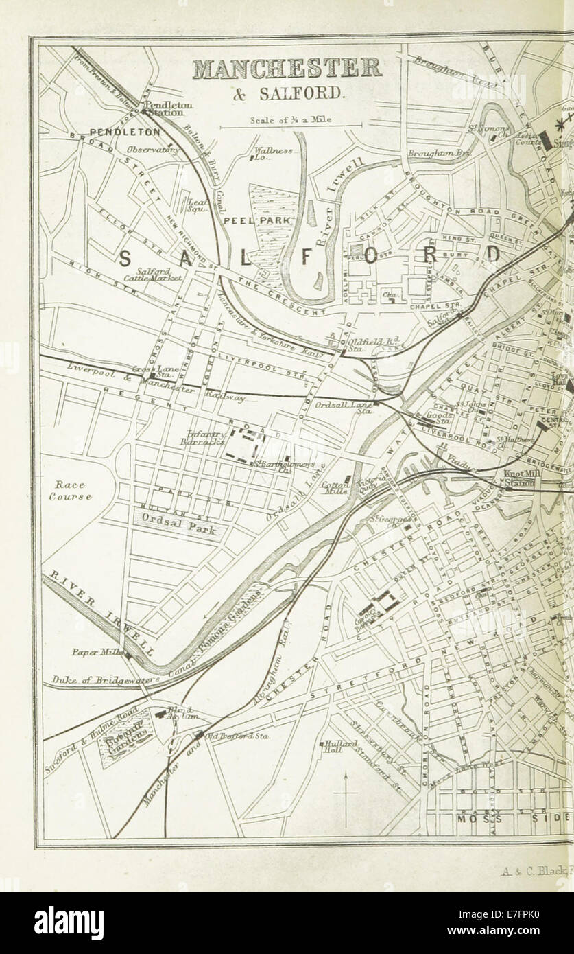 EW(1884) p.350 - Manchester and Salford (left) - A   C Black (pub) Stock Photo