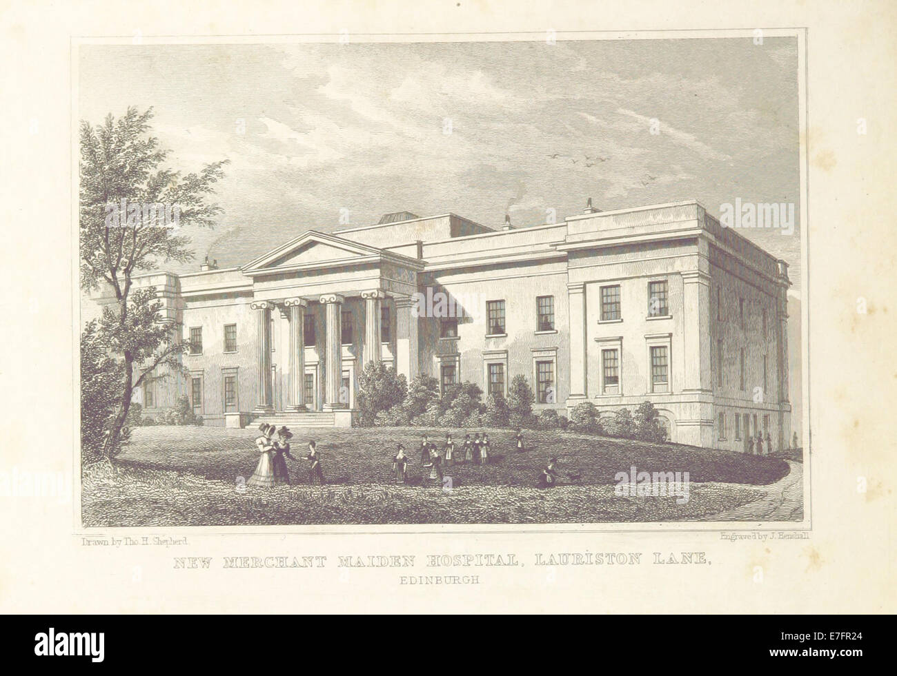 MA(1829) p.124 - New Merchant Maiden Hospital, Lauriston Lane, Edinburgh - Thomas Hosmer Shepherd Stock Photo