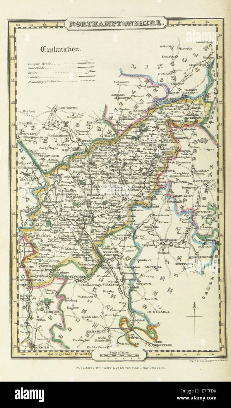 Pigot and Co (1842) p2.280 - Map of Northamptonshire Stock Photo - Alamy