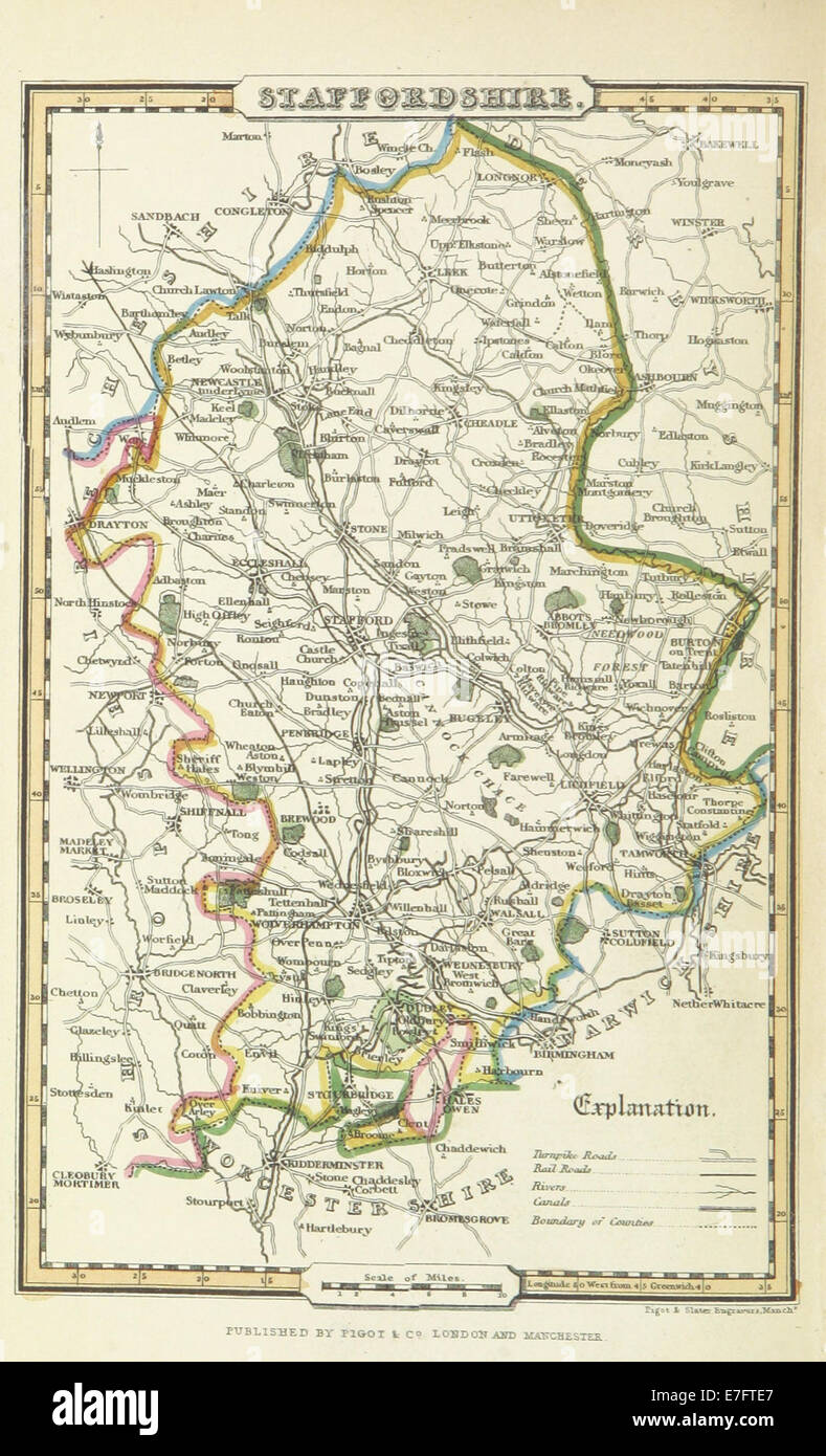 Pigot and Co (1842) p2.380 - Map of Staffordshire Stock Photo - Alamy