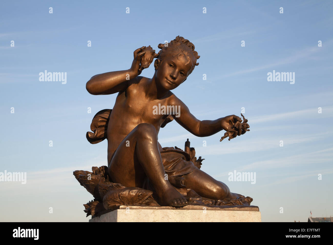 Girl with shell. The Pont Alexandre III, Paris, France Stock Photo - Alamy