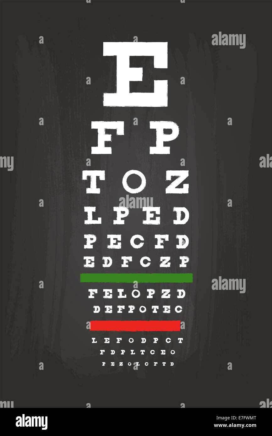 Eye Chart Check Up Test For Medical Use On Blackboard Stock Photo Alamy Eye Checkup Test Chart