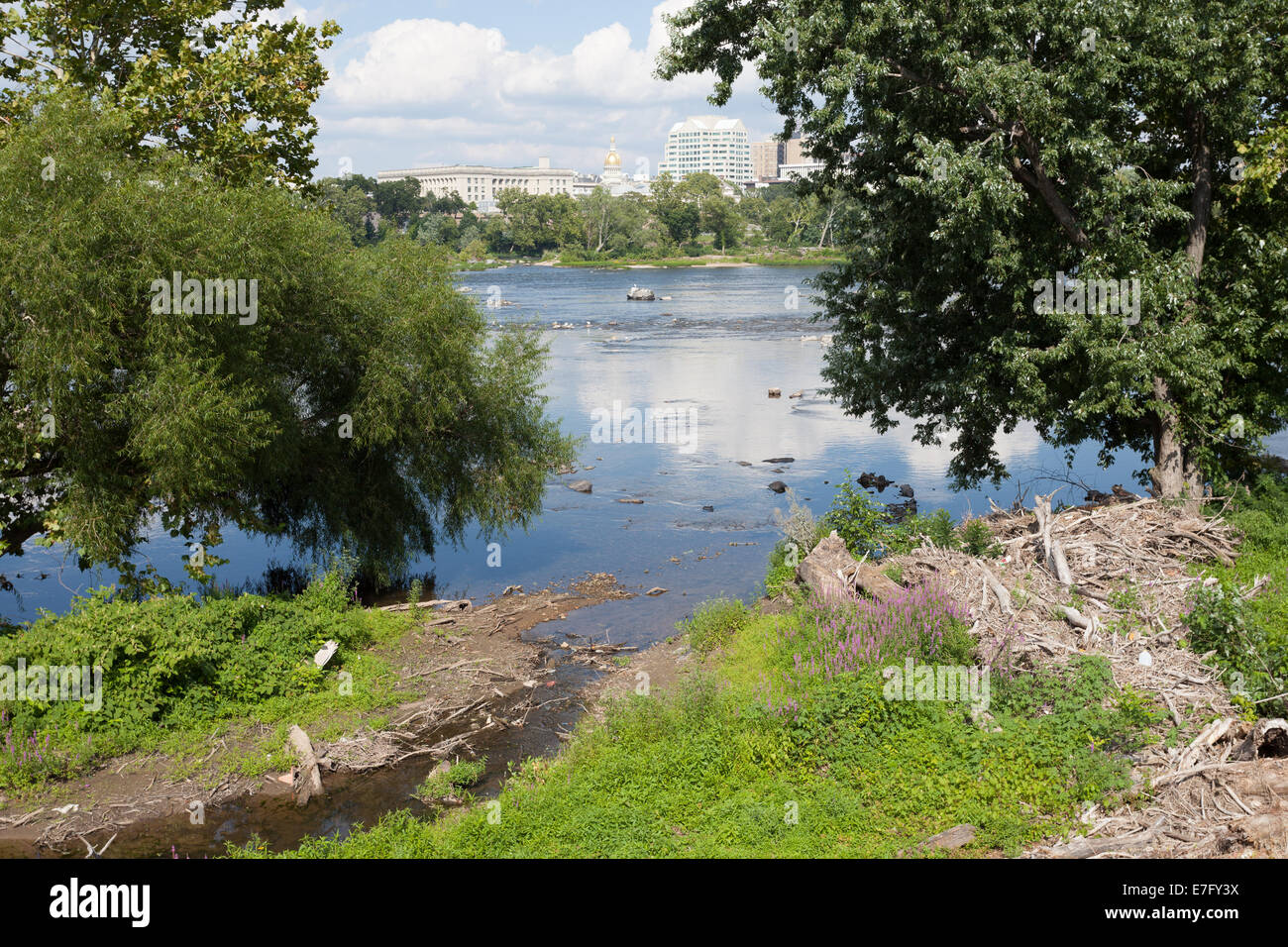 Delaware River and Trenton, seen from Morrisville, Pennsylvania bank