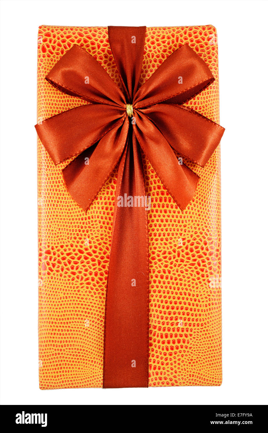 beautifully decorated gift box with bow over white Stock Photo Alamy