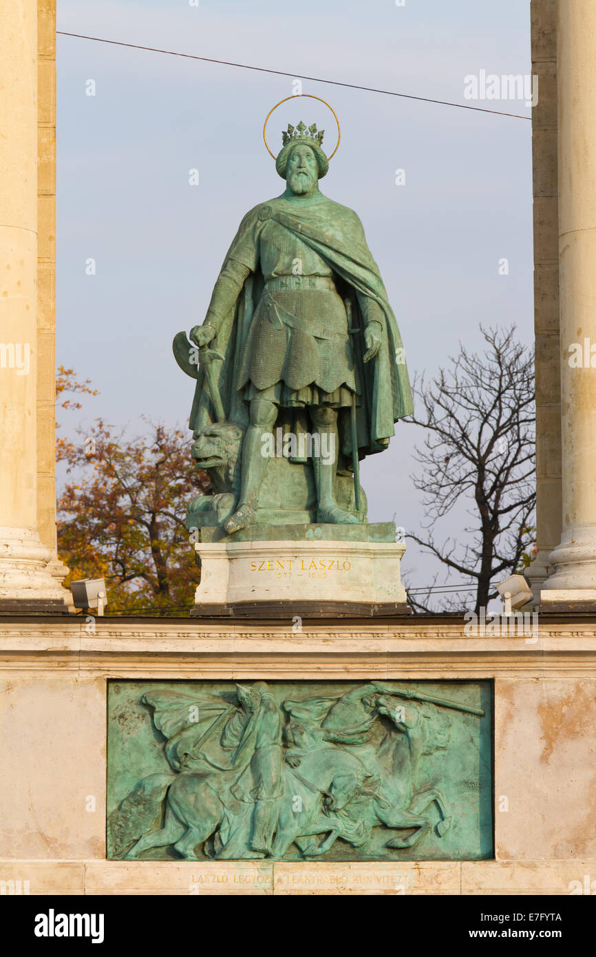 Szent Laszlo sculpture from Heroes' Square, Budapest, Hungary