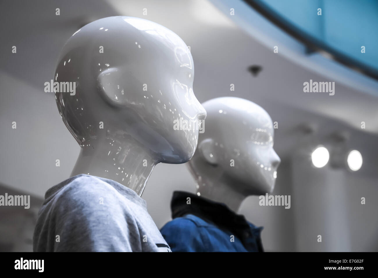 Portrait of white dummies in the clothing store Stock Photo