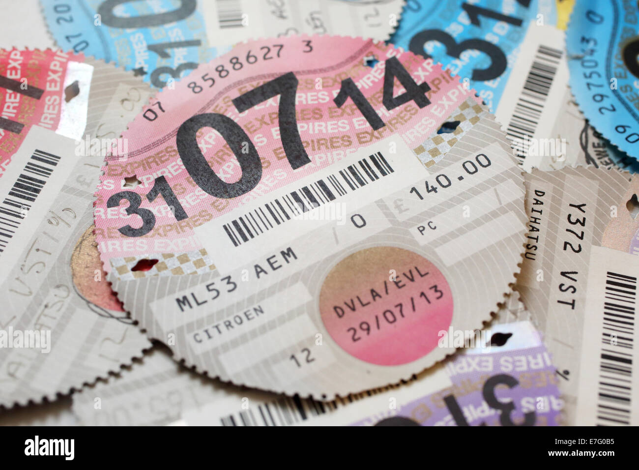 Car Tax Disc Stock Photo Alamy