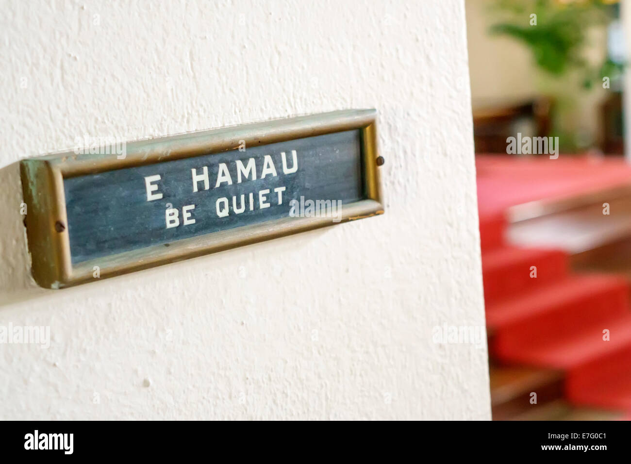 Honolulu Hawaii,Oahu,Hawaiian,Kawaiahao Church,interior inside,sign,be quiet,USA,US,United,States,America Polynesia,HI140324062 Stock Photo