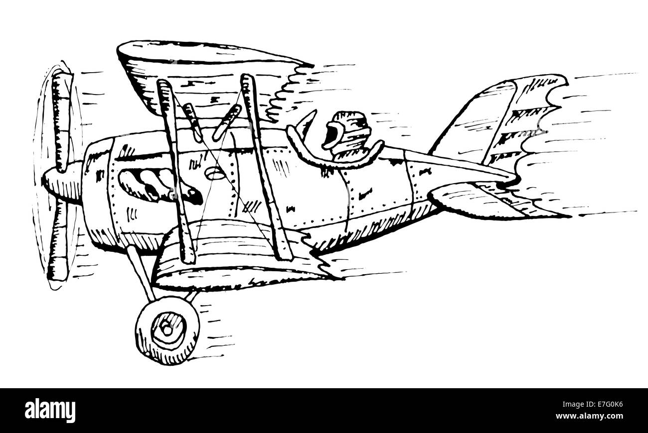 biplane cartoon Stock Photo