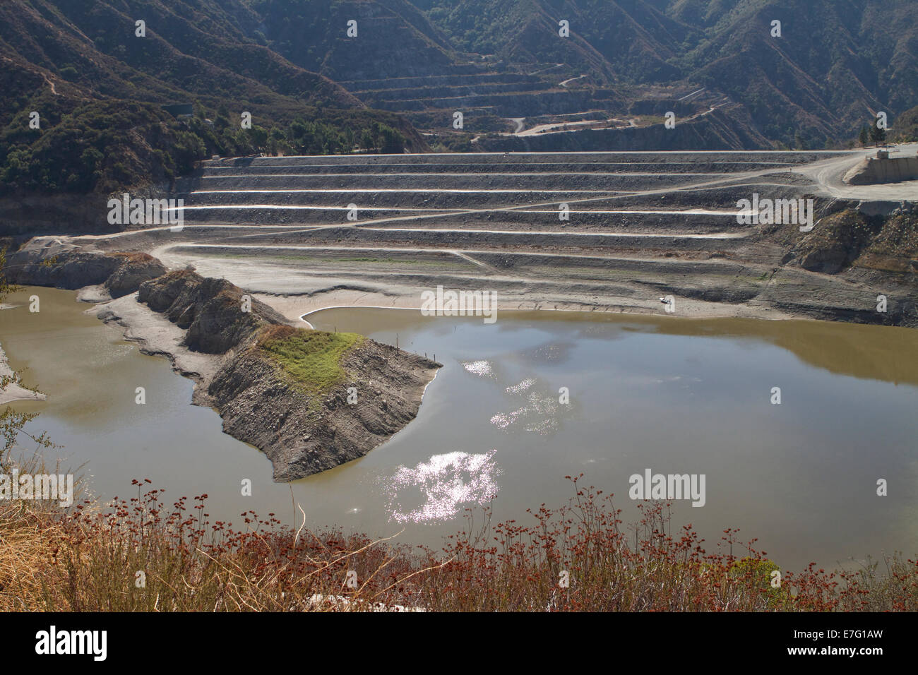 Los Angeles, CA, USA. 16th Sep, 2014. The San Gabriel river runs into the San Gabriel river dam in Los Angeles County within the Angeles National Forest Credit:  Duncan Selby/Alamy Live News Stock Photo