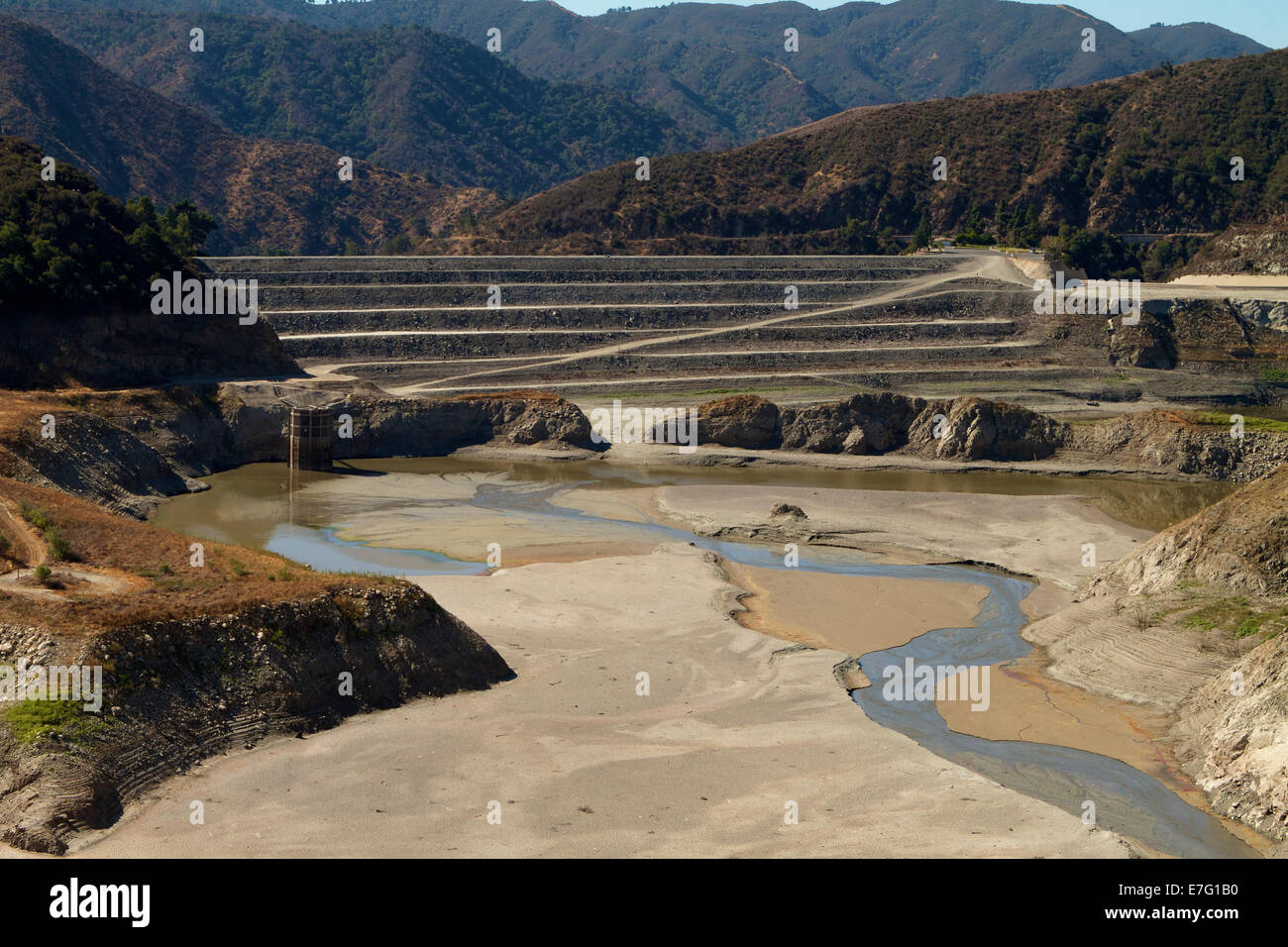 Los Angeles, CA, USA. 16th Sep, 2014. The San Gabriel river runs into the San Gabriel river dam in Los Angeles County within the Angeles National Forest Credit:  Duncan Selby/Alamy Live News Stock Photo