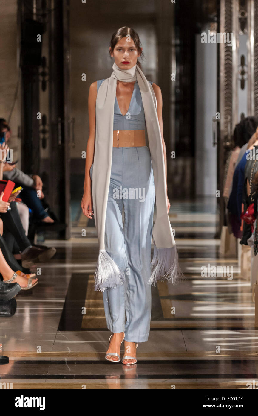 London, UK, 16 September 2014.  A model on the runway at the Isabel Garcia Spring Summer 2015 show during London Fashion Week at the Freemasons' Hall, Covent Garden.  Credit:  Stephen Chung/Alamy Live News Stock Photo