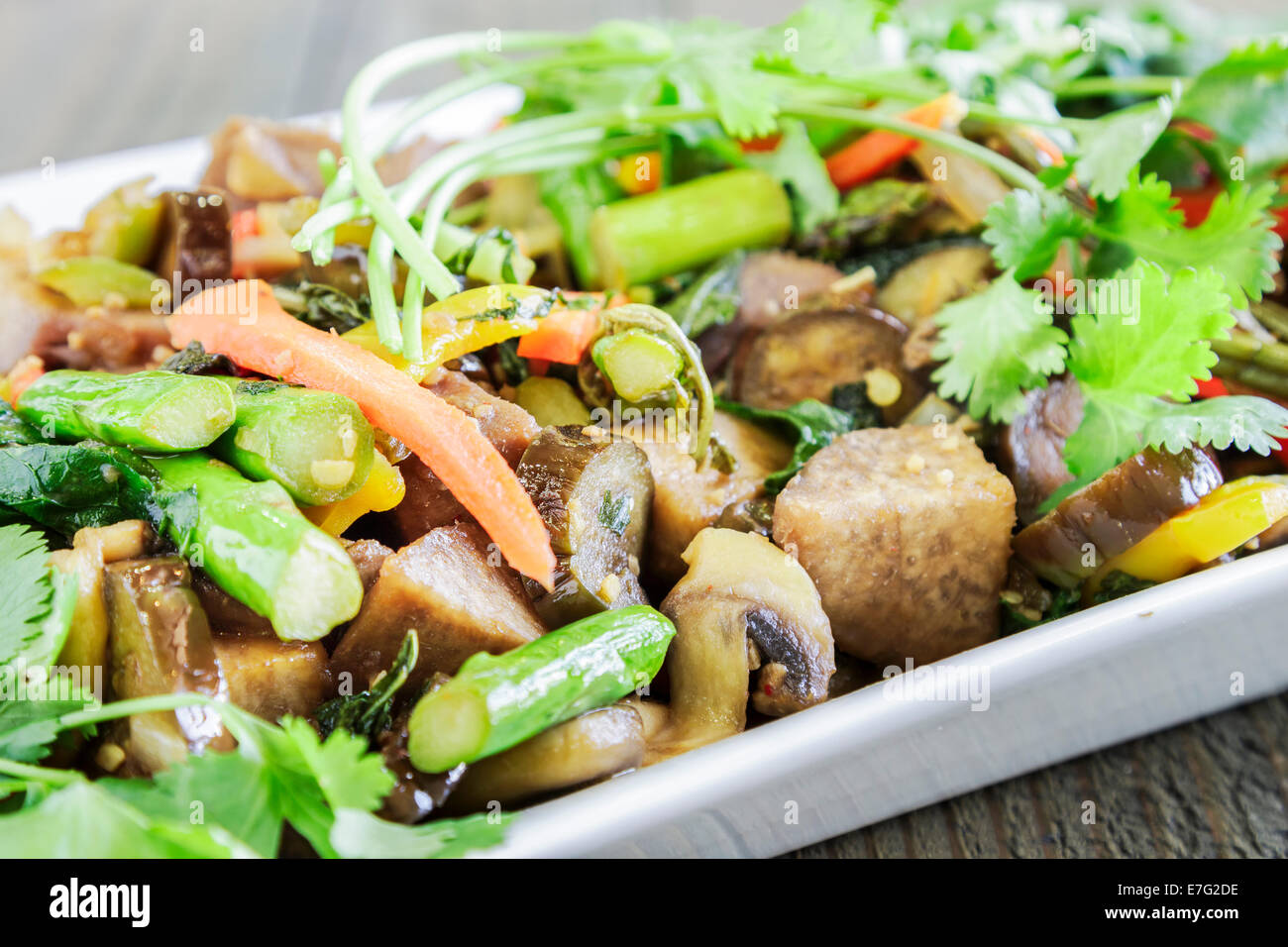Hawaiian stirfry made with taro, kale, broccoli, carrot, onion, bell