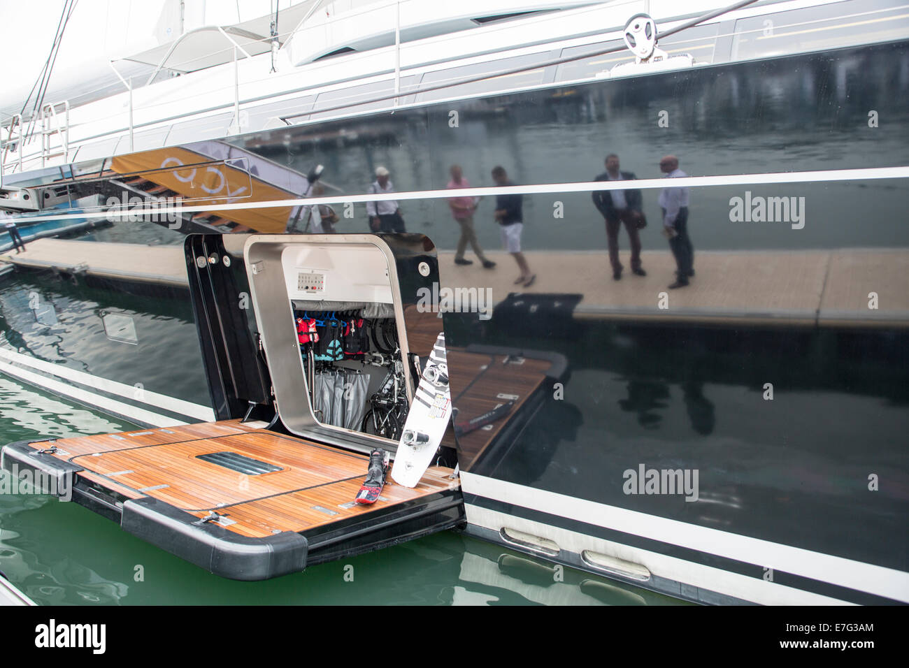 The midship hatch leading into the Vertigo sailing yacht, manufactured