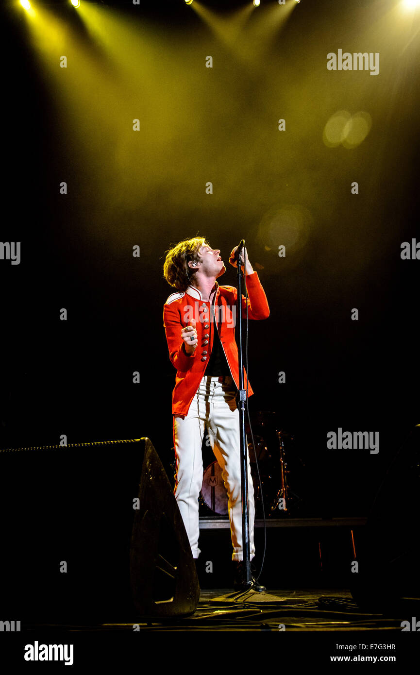 Toronto, Ontario, Canada. 16th Sep, 2014. Lead singer Matt Shultz  of American rock band 'Cage The Elefant' perfoms at Air Canada Center in Toronto. Credit:  Igor Vidyashev/ZUMA Wire/Alamy Live News Stock Photo