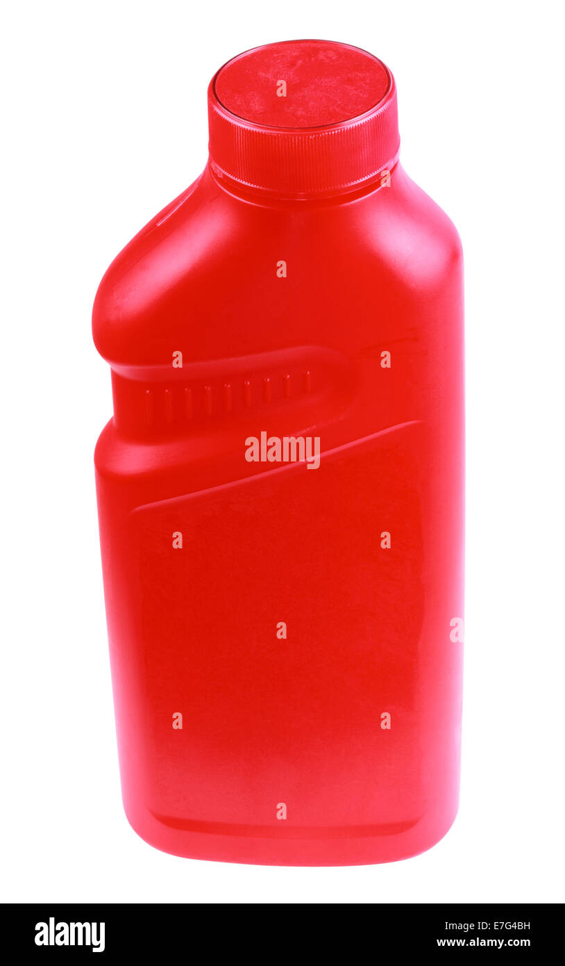 Red Plastic Bottle Isolated Stock Photo