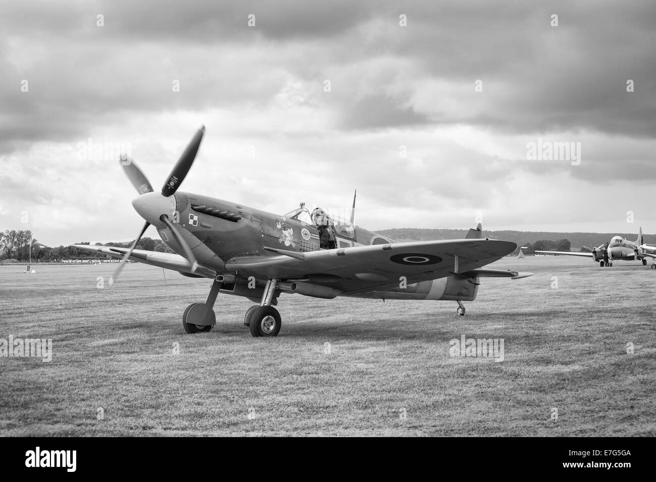 Spitfire in black and white Stock Photo