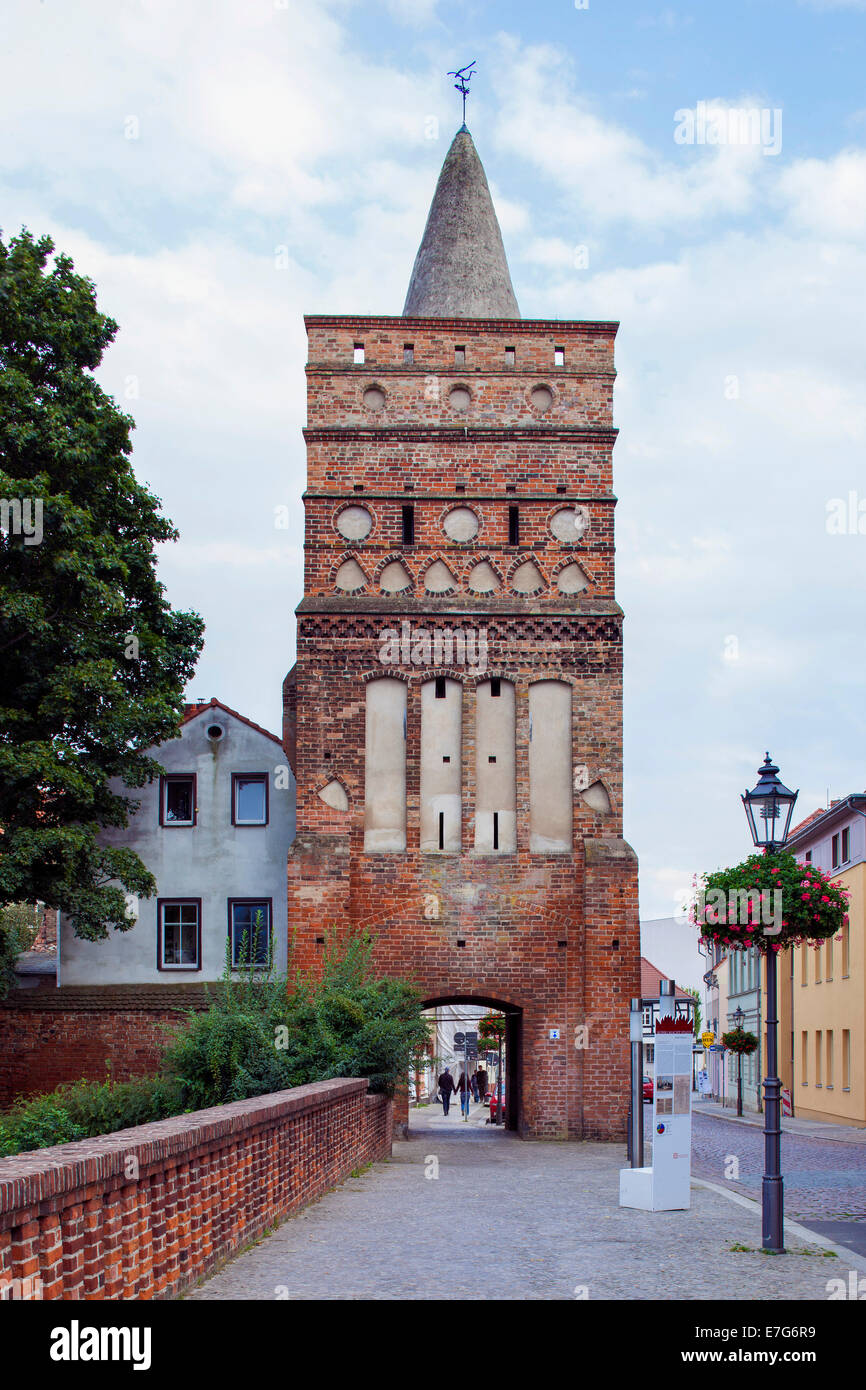 Rathenower Torturm, defence tower and city gate of the medieval fortifications, Brandenburg an der Havel, Brandenburg, Germany Stock Photo