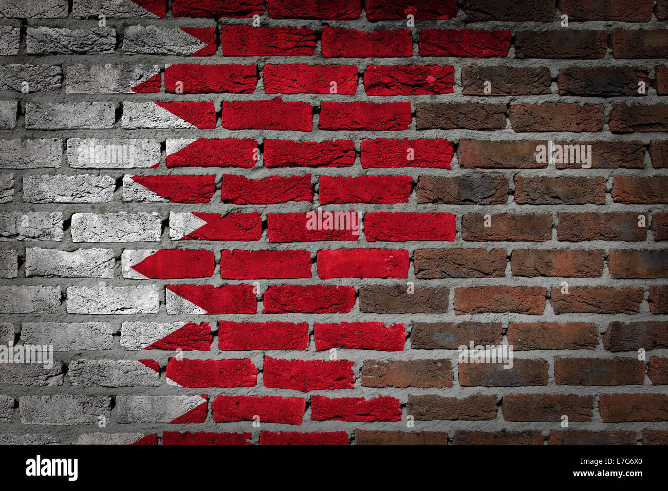 Dark brick wall texture - flag painted on wall - Bahrain Stock Photo ...