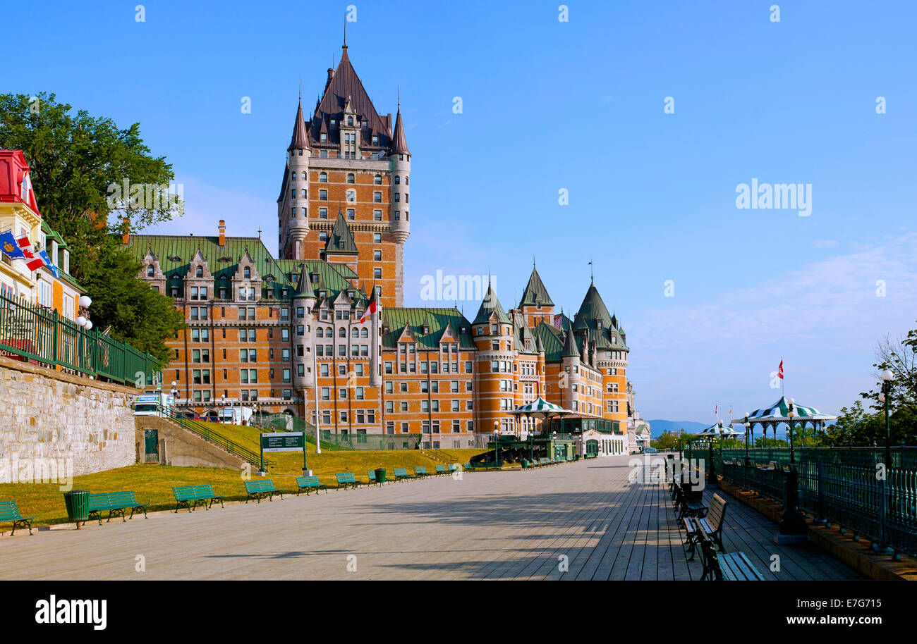 Chateau Frontenac and Dufferin Terrace, Quebec City, Quebec, Canada Stock Photo