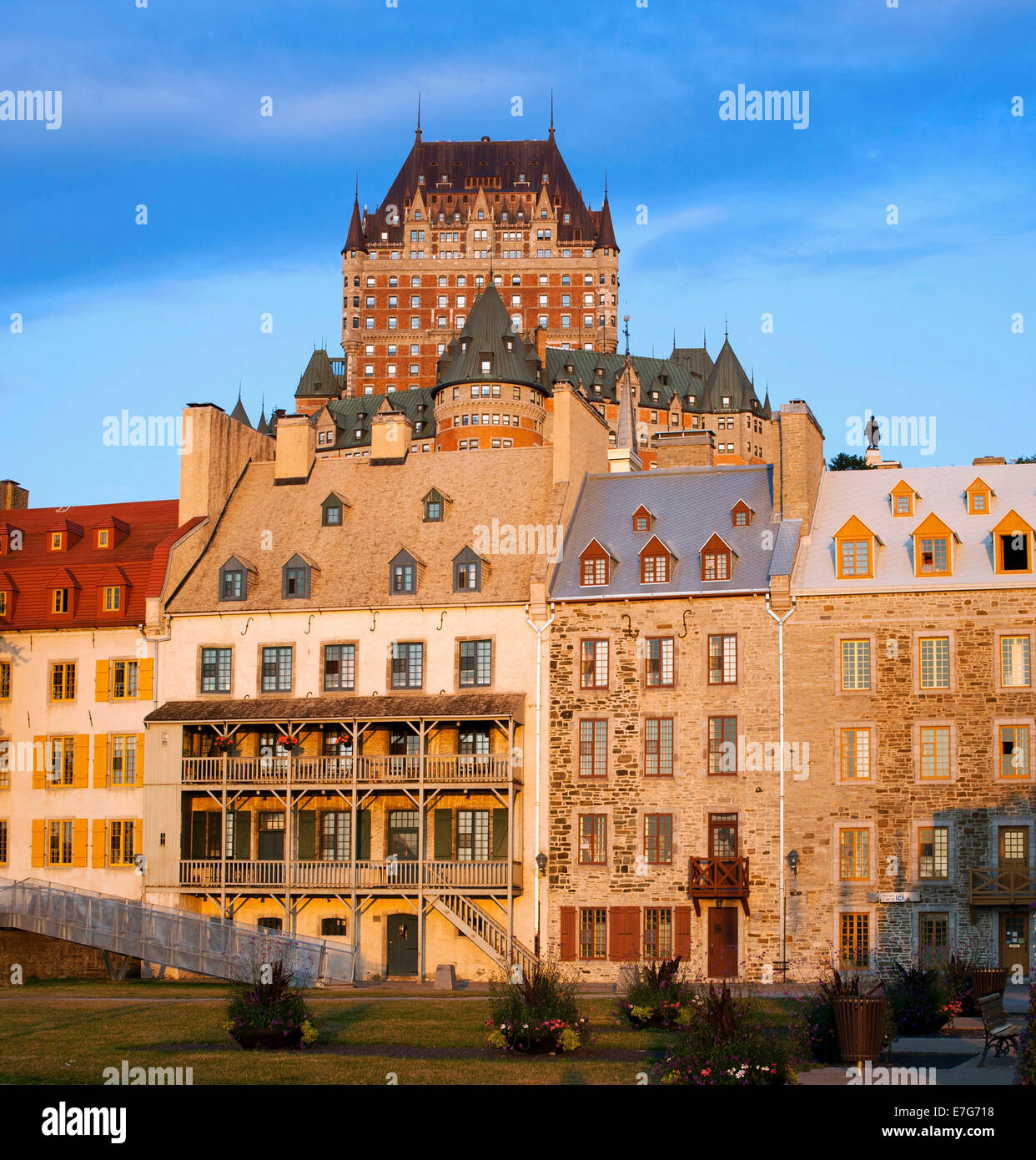 Chateau Frontenac and Lower Town, Quebec City, Quebec, Canada Stock Photo
