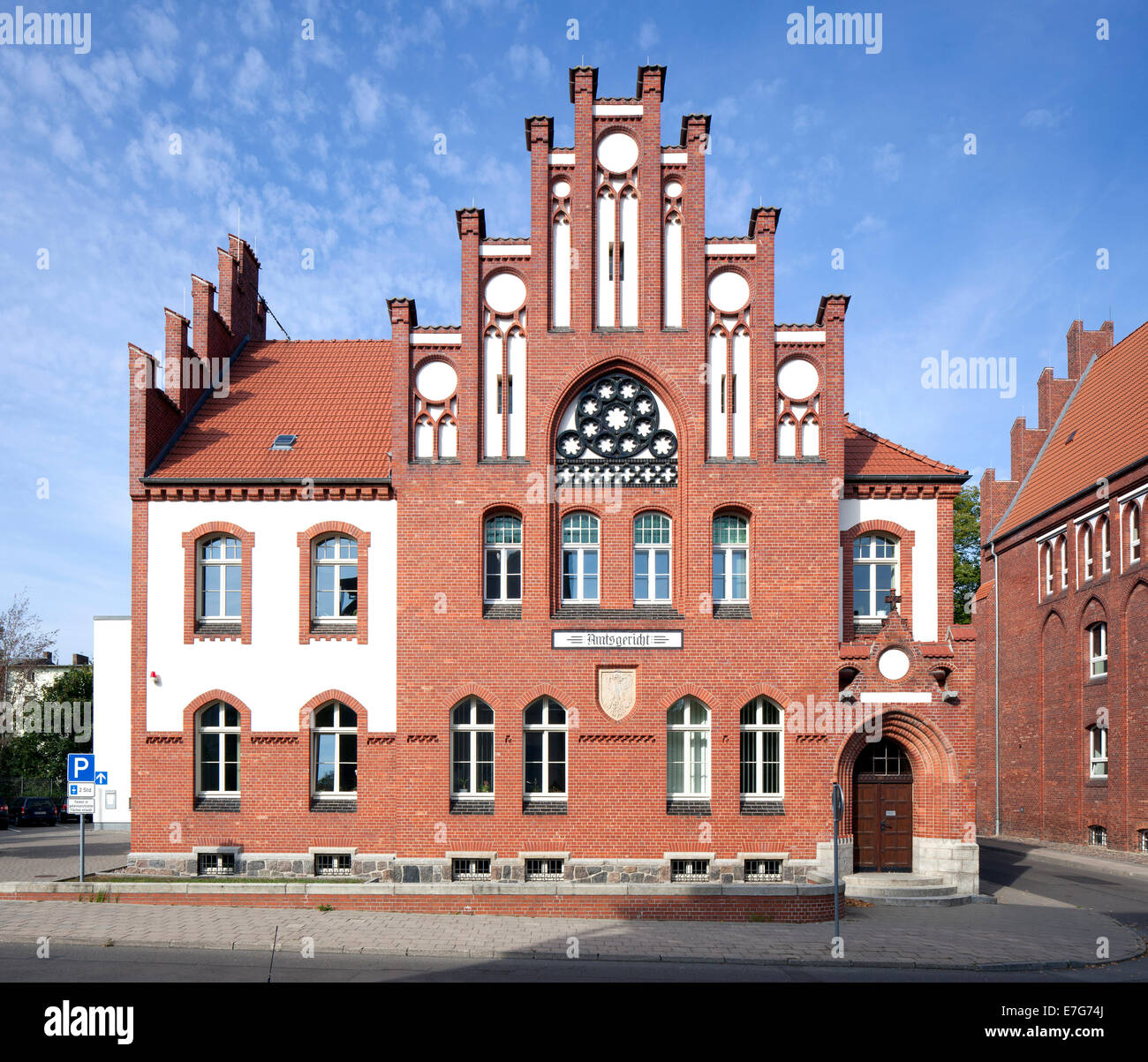 District Court, northern German red brick Gothic architecture, Pasewalk, Mecklenburg-Western Pomerania, Germany Stock Photo